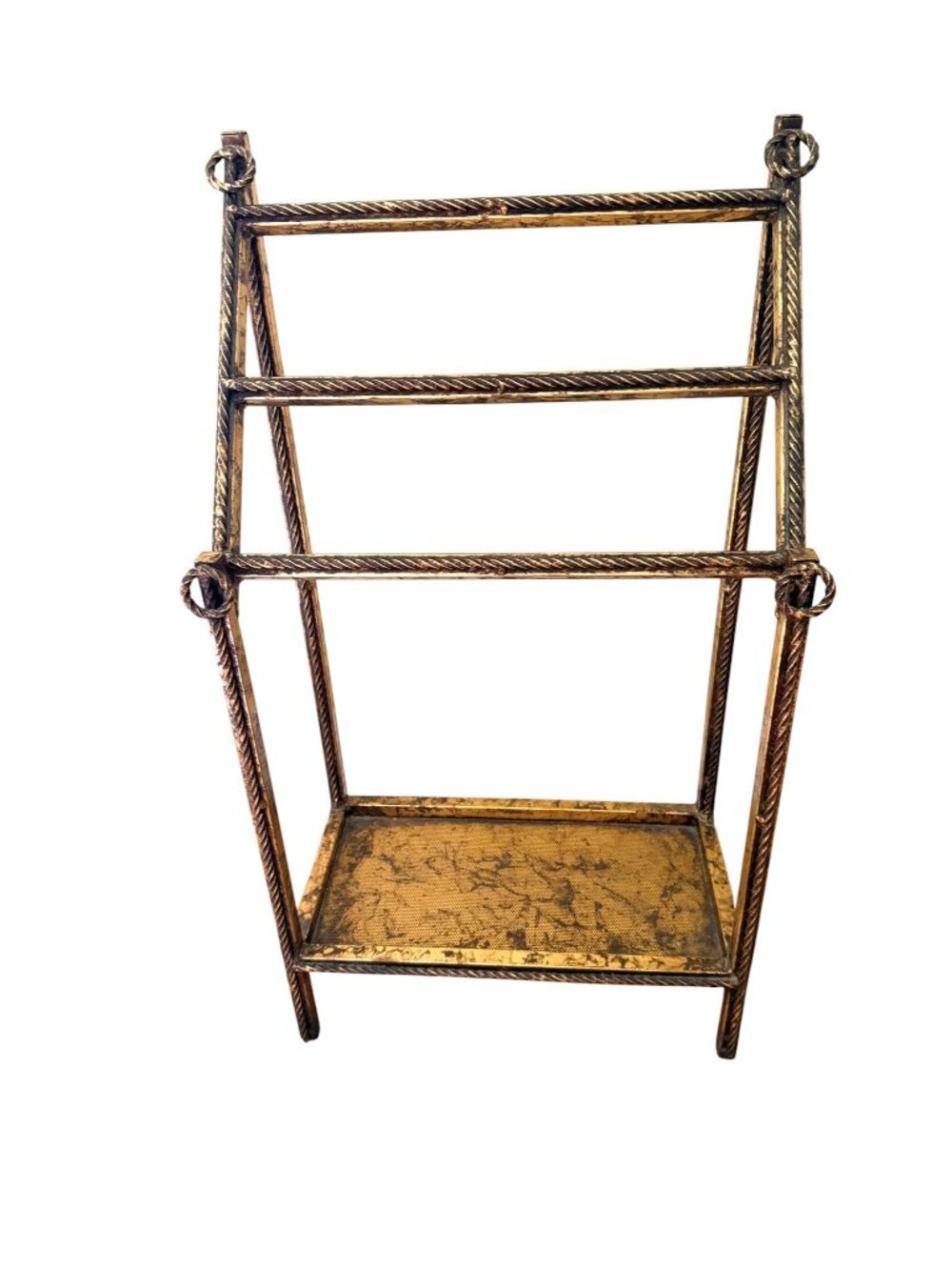 1970s Hollywood Regency gold gilt iron towel rack blanket stand
